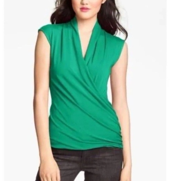 Vince Camuto mint green faux wrap shirt - Picture 5 of 5